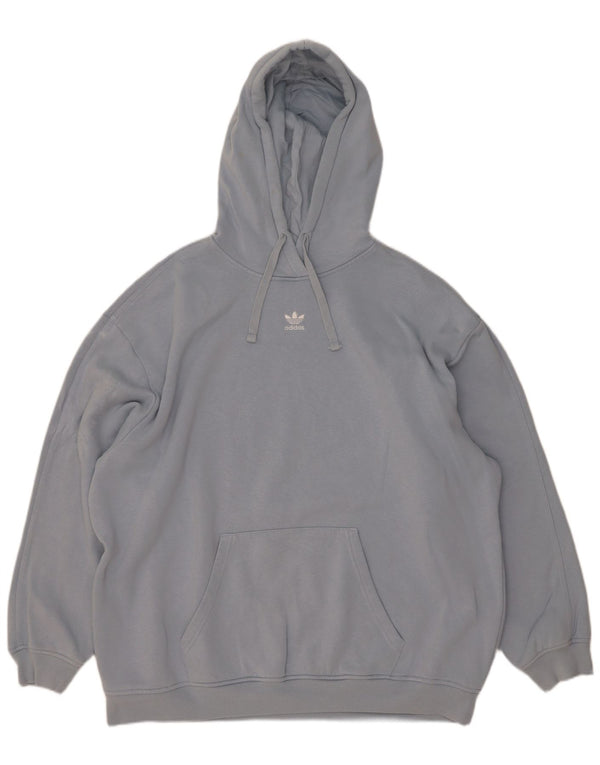 Adidas Pull à capuche surdimensionné pour femme UK 12/14 Bleu moyen Coton