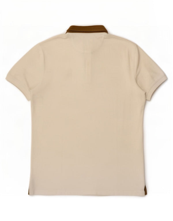 Massimo Dutti Polo Homme XL Blanc Colorblock Coton