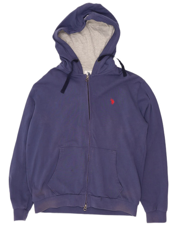 U.S. Polo Assn. Pull à capuche zippé coupe régulière pour homme 2XL en coton bleu