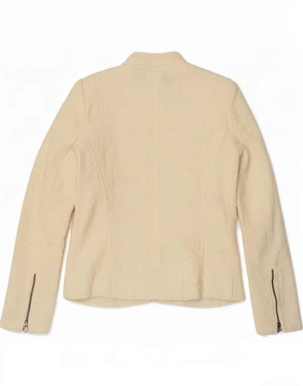 Zara Veste blazer zippée pour femme UK 12 Medium Off White Acrylique