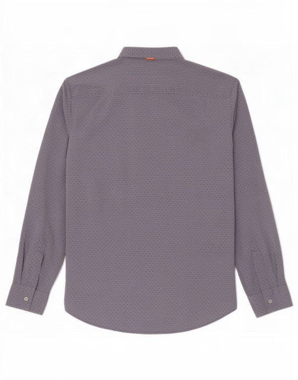 Hugo Boss Mens Shirt Large Grey Spotted Cotton