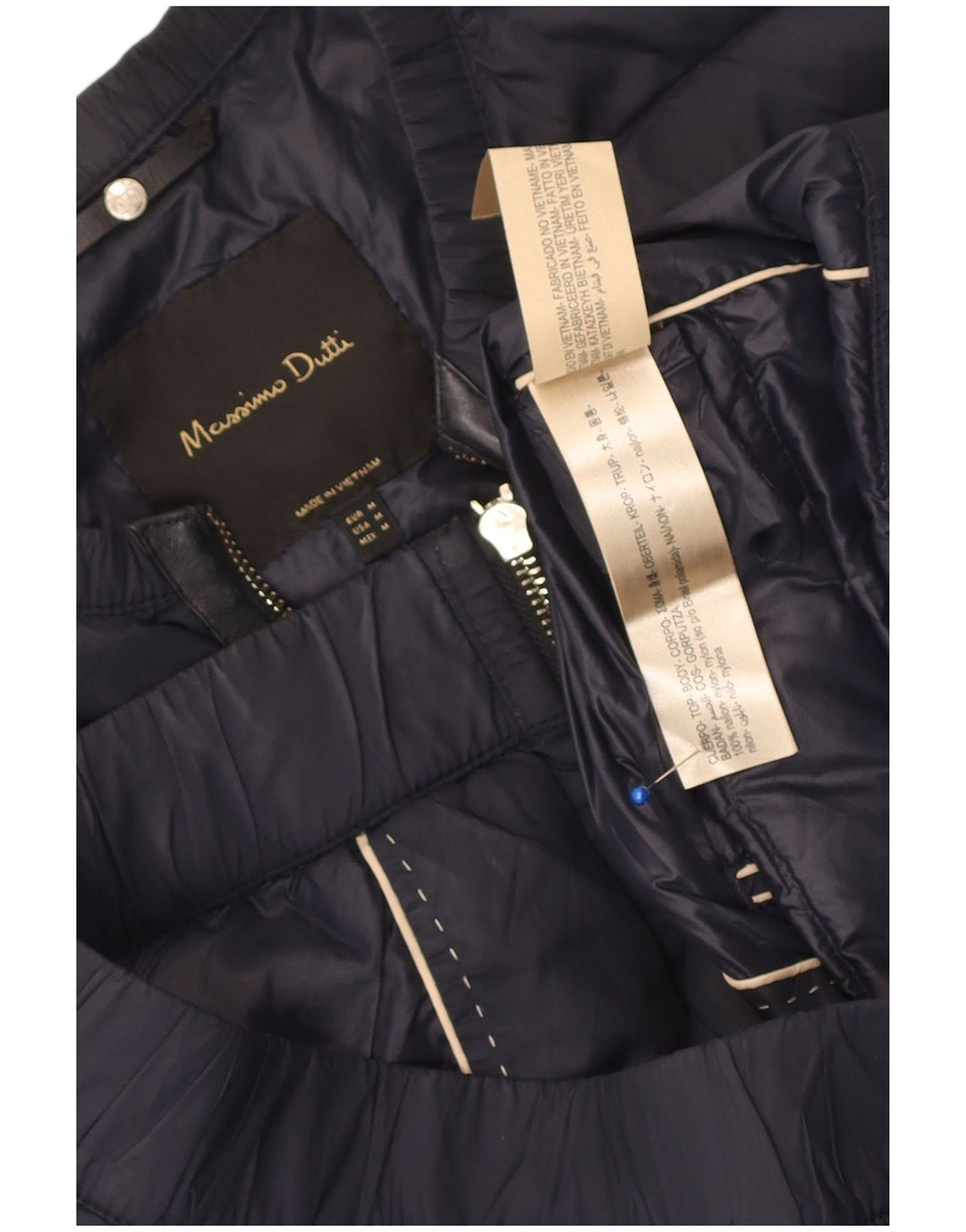 Massimo Dutti Veste matelassée pour femme UK 14 Medium Bleu Marine Nylon