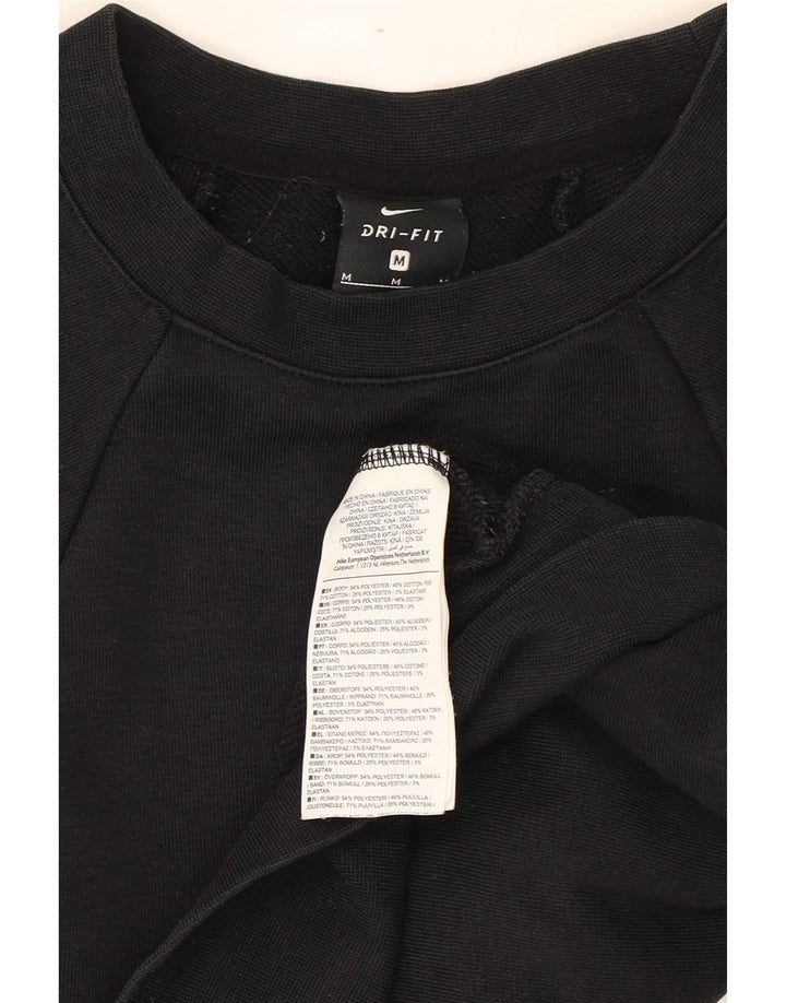 Nike Femme Crop Graphic Sweatshirt Jumper UK 14 Medium Noir Polyester