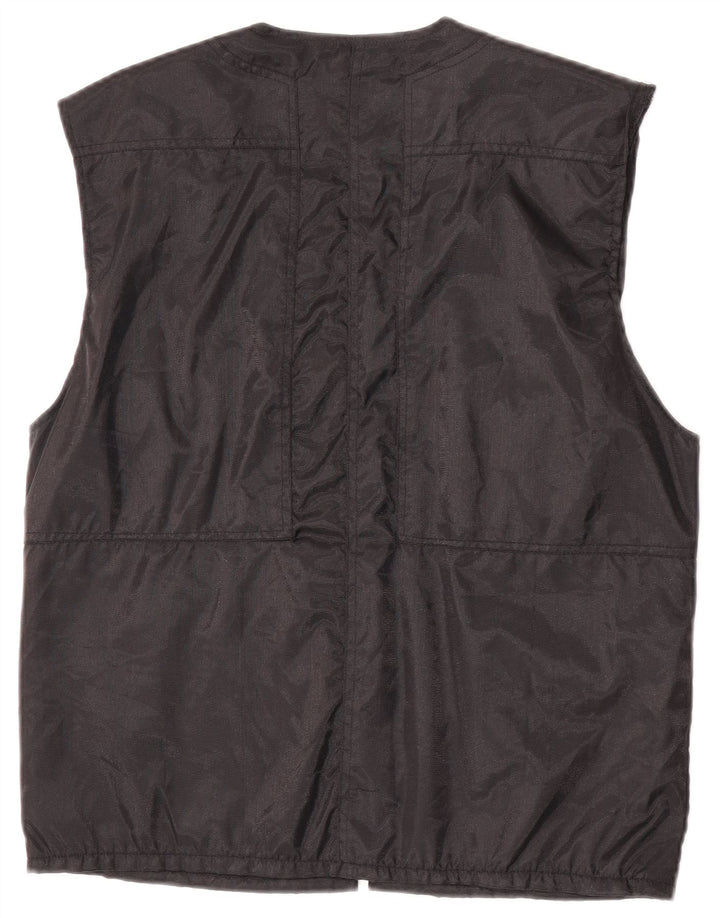 vintage Mens Utility Gilet UK 38 Moyen Noir Nylon