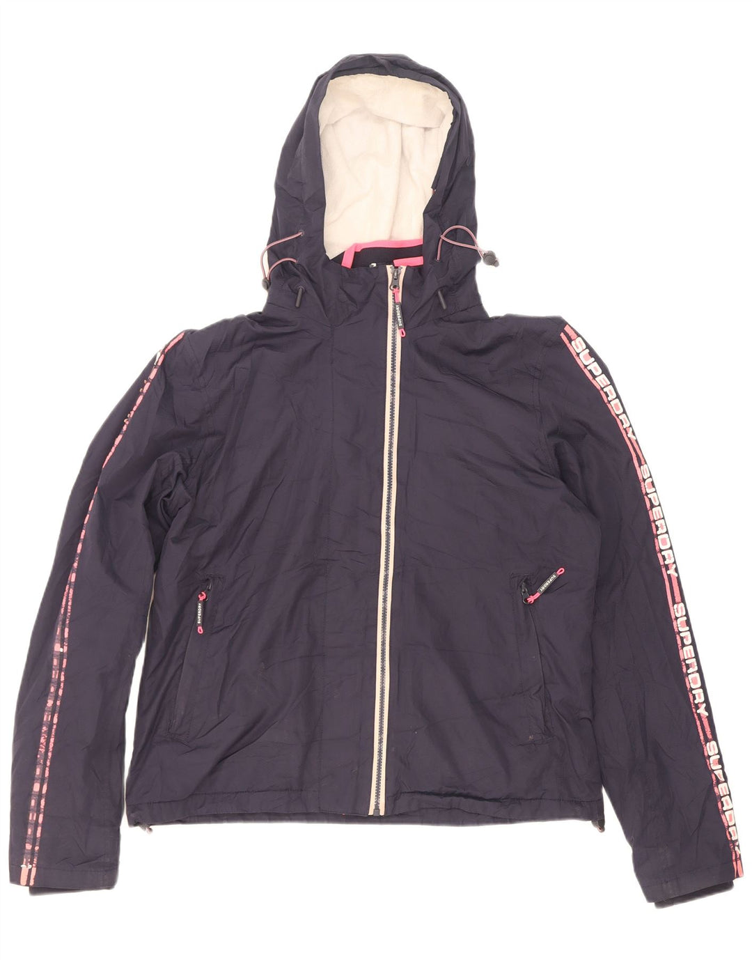 Superdry Veste coupe-vent graphique pour femme UK 16 Large Bleu marine