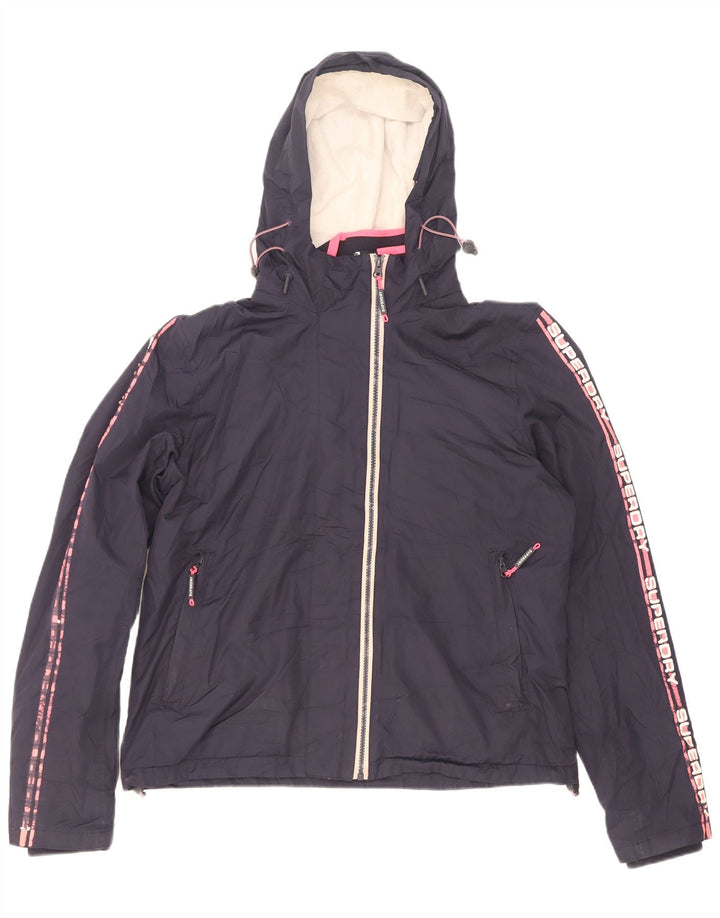 Superdry Veste coupe-vent graphique pour femme UK 16 Large Bleu marine