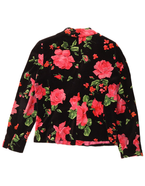 Madeleine Veste Blazer en Velours à 2 Boutons pour Femme UK 14 Moyen Noir Floral