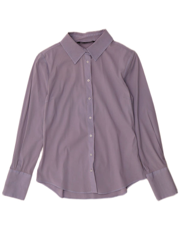 Zara Chemise formelle pour femme UK 12 Coton bleu moyen