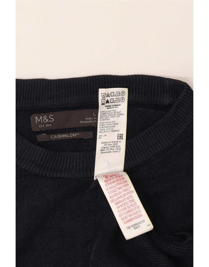Marks & Spencer Pull col rond pour homme en acrylique bleu marine Taille L