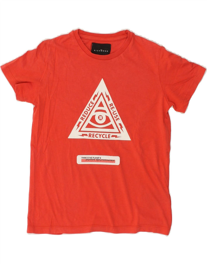 RICHMOND Boys Graphic T-Shirt Top 9-10 Years Red Cotton | Vintage Richmond | Thrift | Second-Hand Richmond | Used Clothing | Messina Hembry 