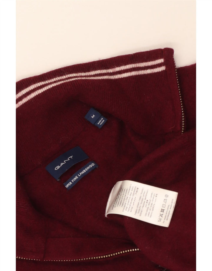 Gant Pull à col zippé pour femme UK 12 Medium Maroon Lambswool