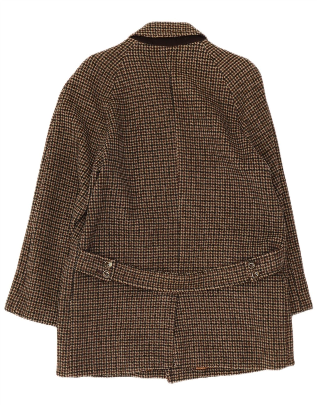 vintage Mens Overcoat UK 36 Petit pied-de-poule brun