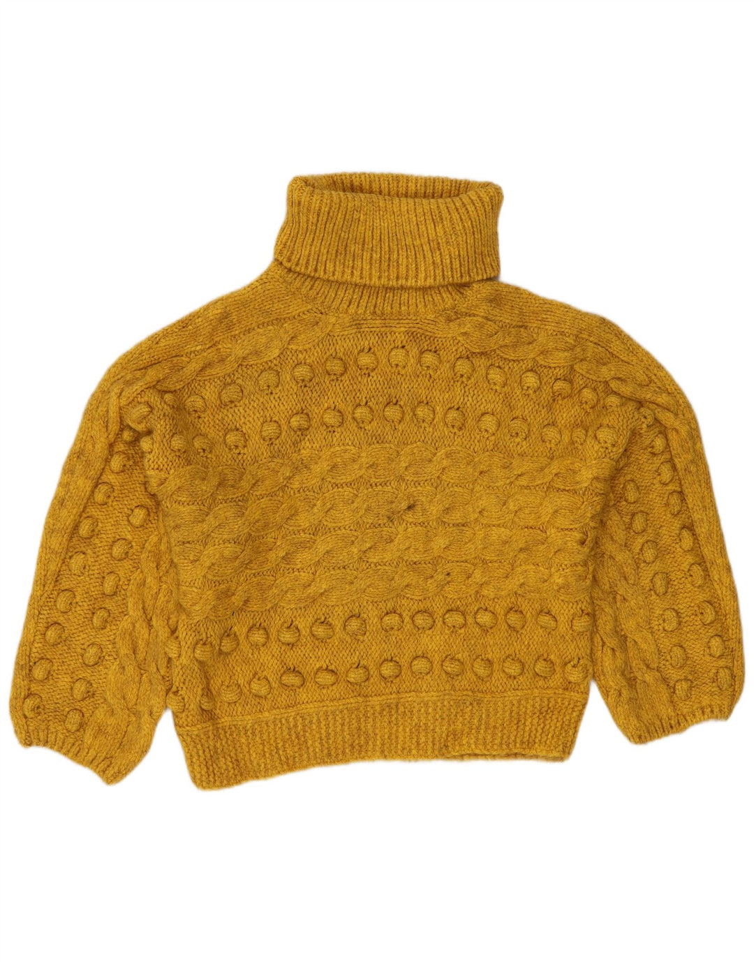 MARKS & SPENCER Pull court à col roulé pour femme UK 10 Petit Jaune