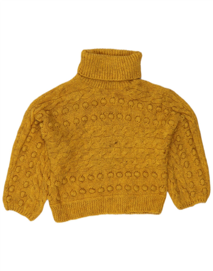 MARKS & SPENCER Pull court à col roulé pour femme UK 10 Petit Jaune