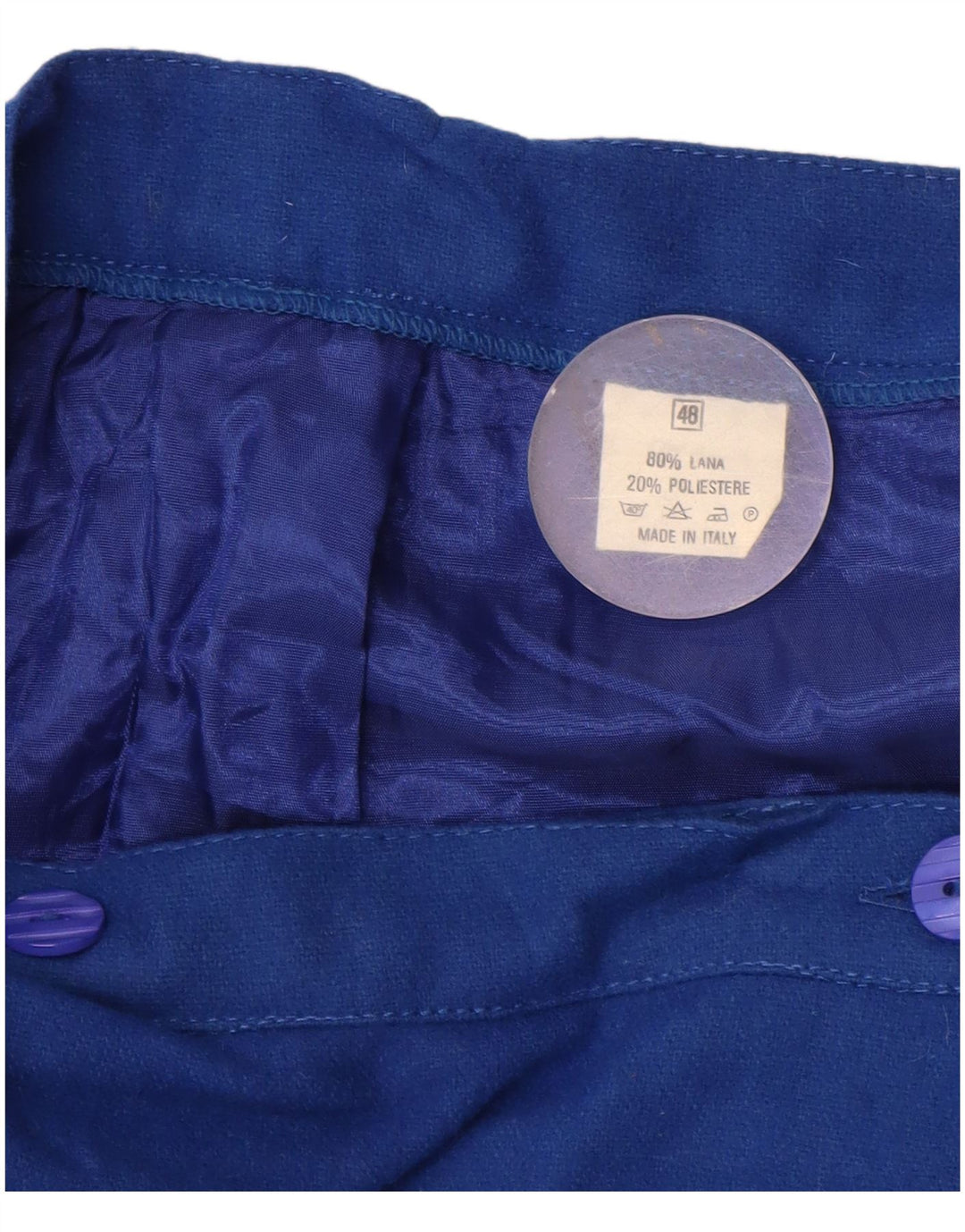 jupe portefeuille femme vintage IT 48 XL W38 Laine florale bleue