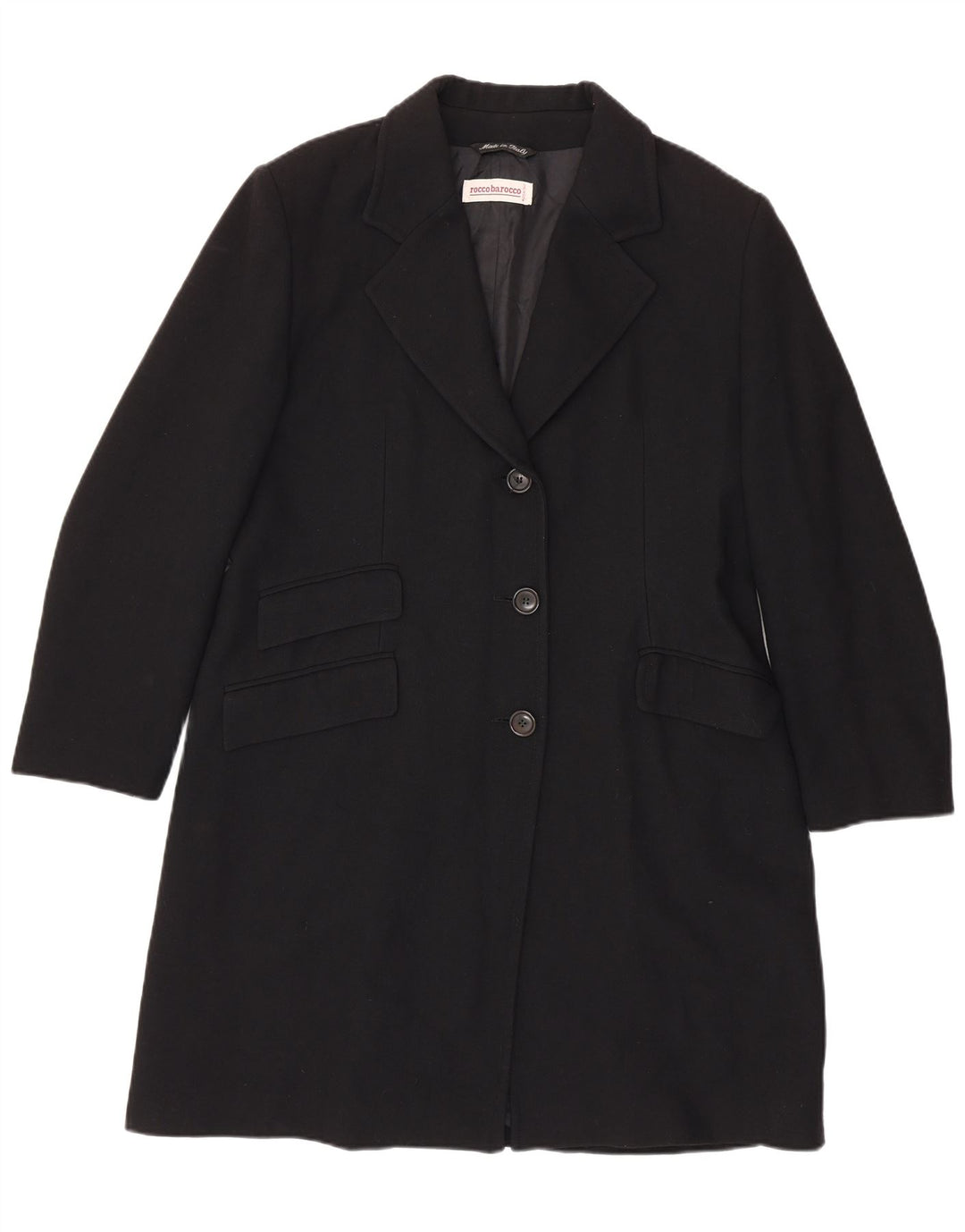 Roccobarocco Veste blazer longue à 3 boutons pour femme UK 16 Large Noir