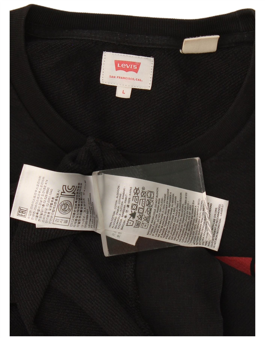 Levi's Graphic Sweatshirt Jumper Large Homme Noir Coton