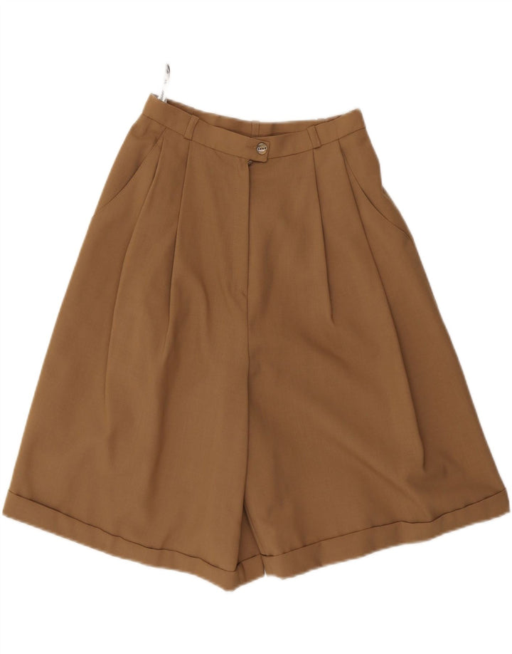 VINTAGE Short Chino Taille Haute Femme IT 36 XS W24 Marron Polyester