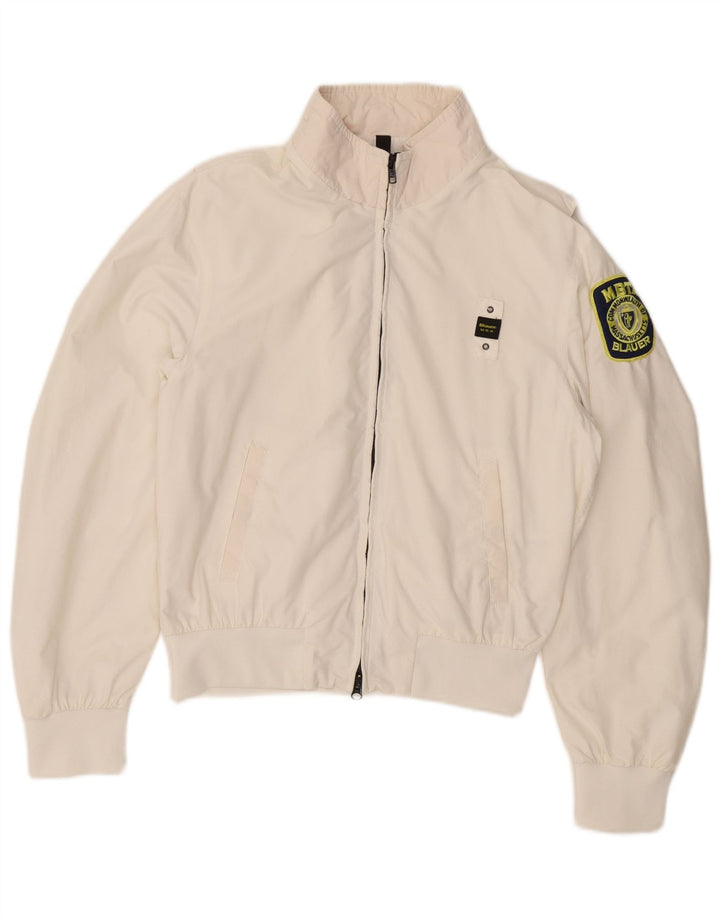 BLAUER Womens Bomber Jacket UK 14 Medium White Polyamide