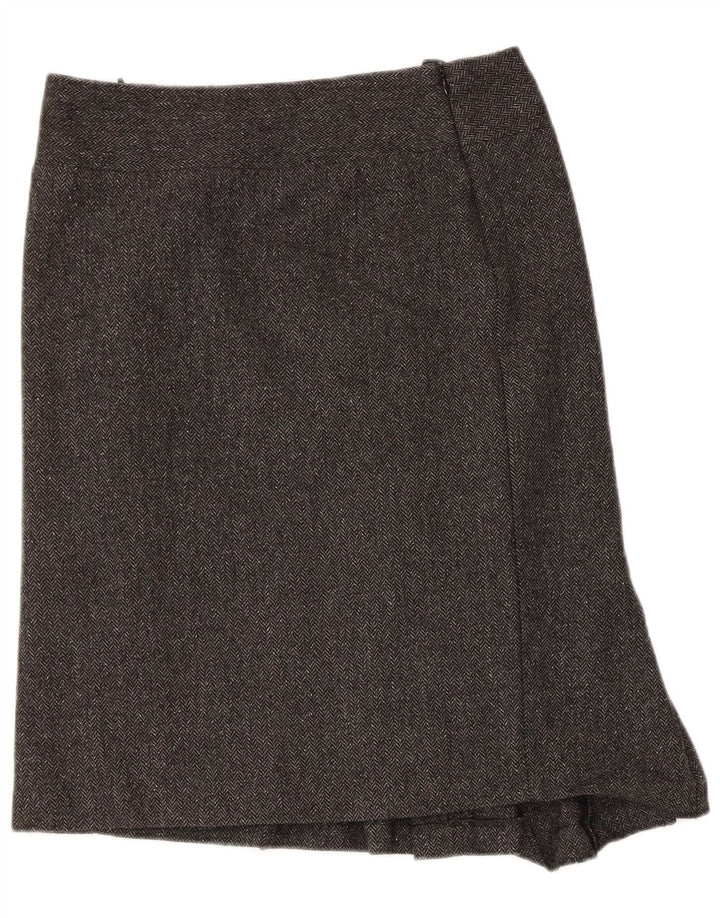 Benetton Jupe Asymétrique Femme IT 40 Small W30 Gris Chevrons