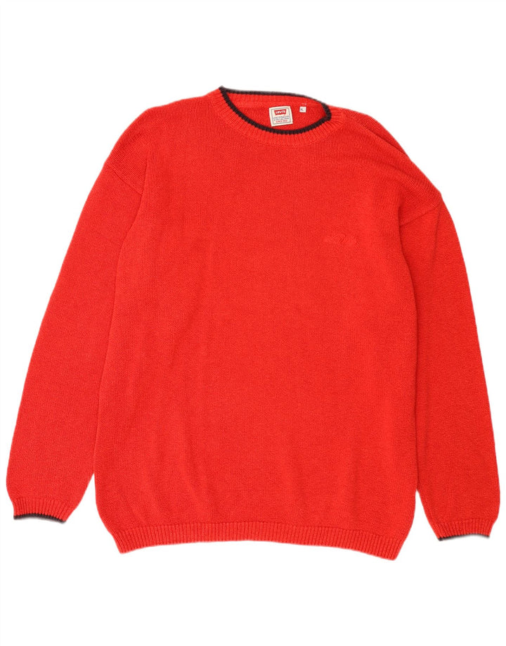 Levi's Mens Crew Neck Jumper Sweater XL Red Cotton