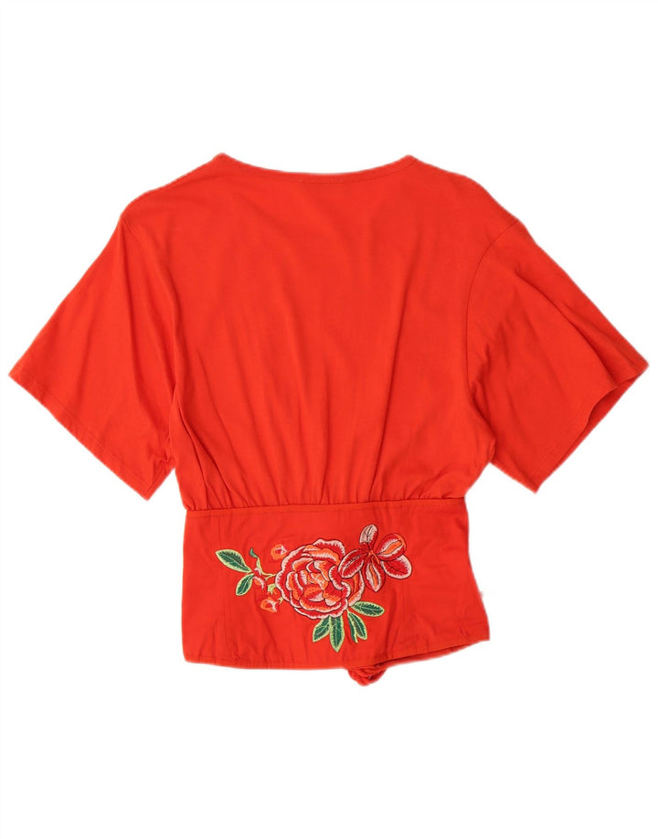 ZARA Womens Crop Blouse Top UK 8 Petit Orange Floral