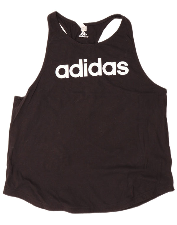 Adidas Débardeur Graphique Femme UK 24/26 2XL Coton Noir