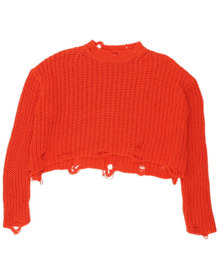 Zara Pull court surdimensionné à col roulé pour femme UK 10 Petit Orange