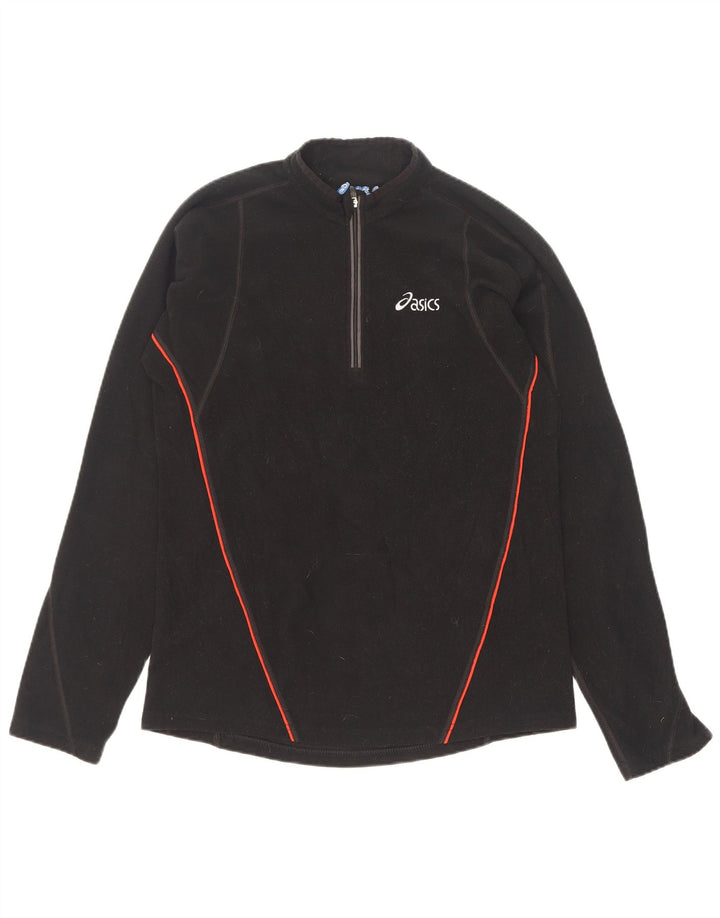 Asics Pull polaire à col zippé pour homme Petit noir Polyester