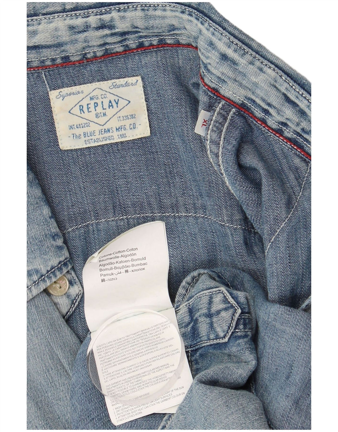 REPLAY Chemise en Jean XL Bleu Coton Homme