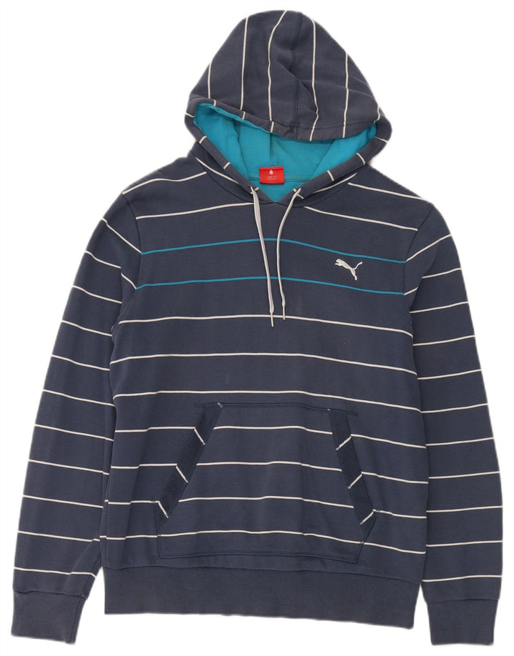 Puma Pull à capuche pour homme Large Bleu marine rayé