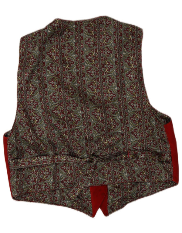 vintage Womens Crop Suede Gilet UK 14 Grand Rouge Rétro