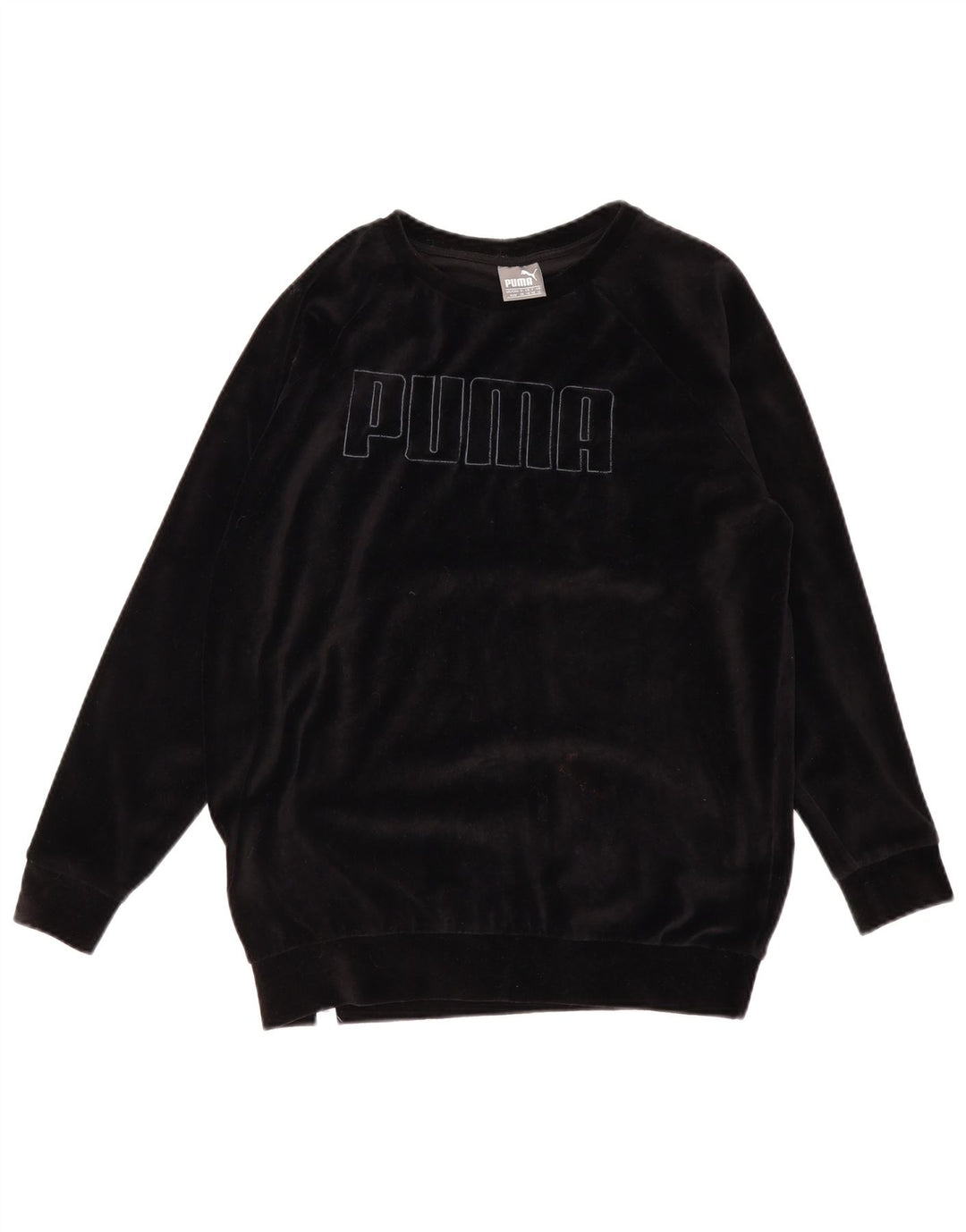 PUMA Sweat-shirt graphique surdimensionné pour femme UK 12 en coton noir moyen