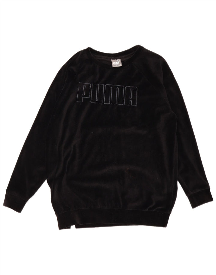 PUMA Sweat-shirt graphique surdimensionné pour femme UK 12 en coton noir moyen