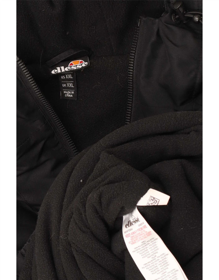 Ellesse Veste Anorak à capuche graphique pour homme UK 44 2XL Noir Polyester