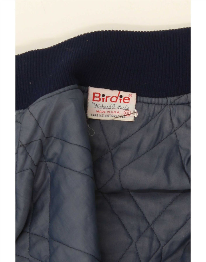 vintage Mens Graphic Varsity Jacket UK 44 2XL Bleu
