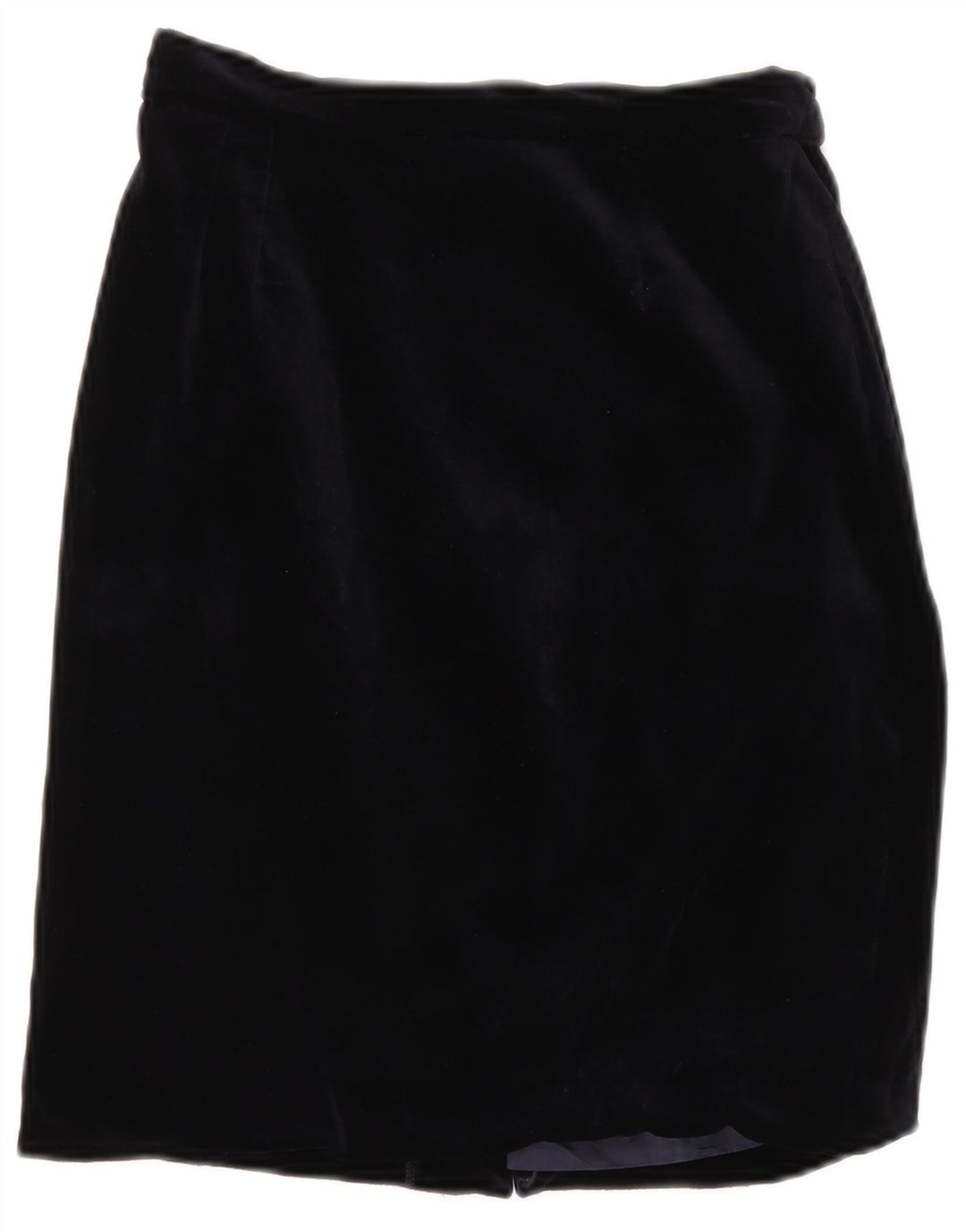 VINTAGE Jupe crayon taille haute en velours pour femme IT 42 Medium W26 Bleu marine