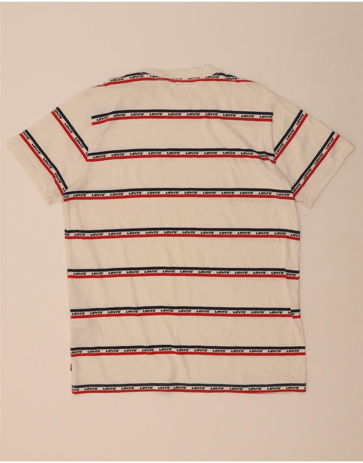Levi's T-Shirt Graphique Homme Blanc Large Coton Rayé