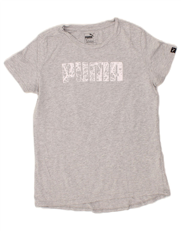 PUMA Womens Graphic T-Shirt Top UK 12 Medium Grey Cotton Vintage Puma and Second-Hand Puma from Messina Hembry 