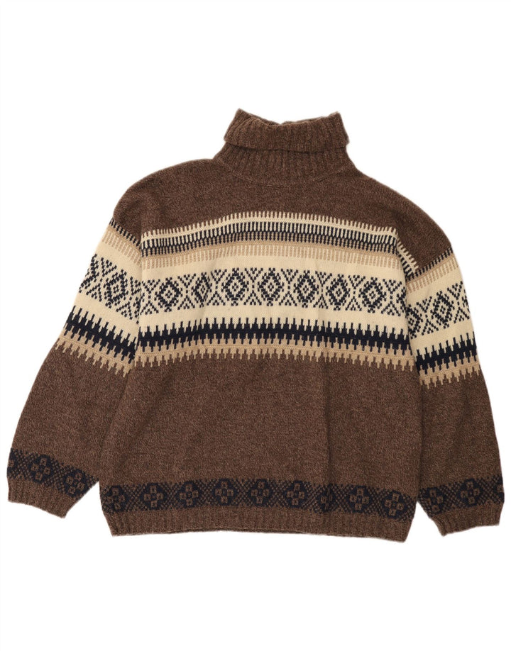 Lemon Pull Col Roulé Homme Marron Moyen Laine Fair Isle