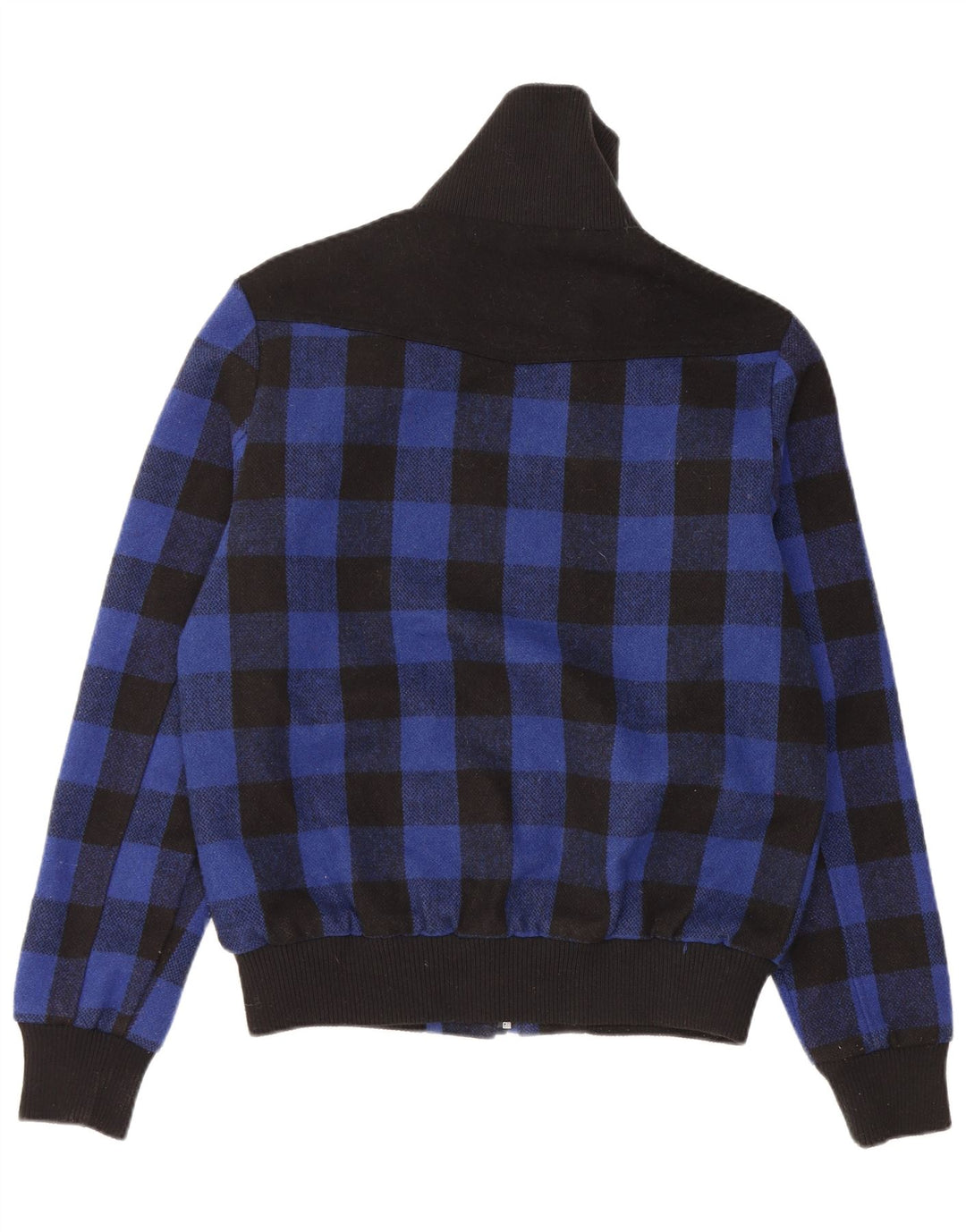 FRANKIE GARAGE Veste Bomber Homme UK 38 Bleu Moyen Vichy Polyester