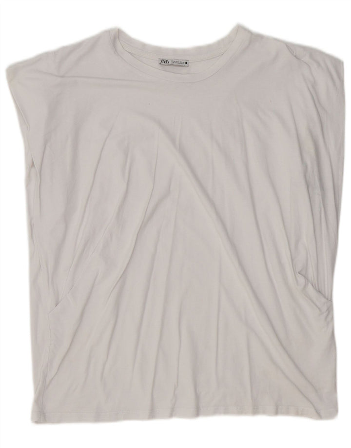 Zara T-shirt surdimensionné pour femme UK 10 Petit Blanc