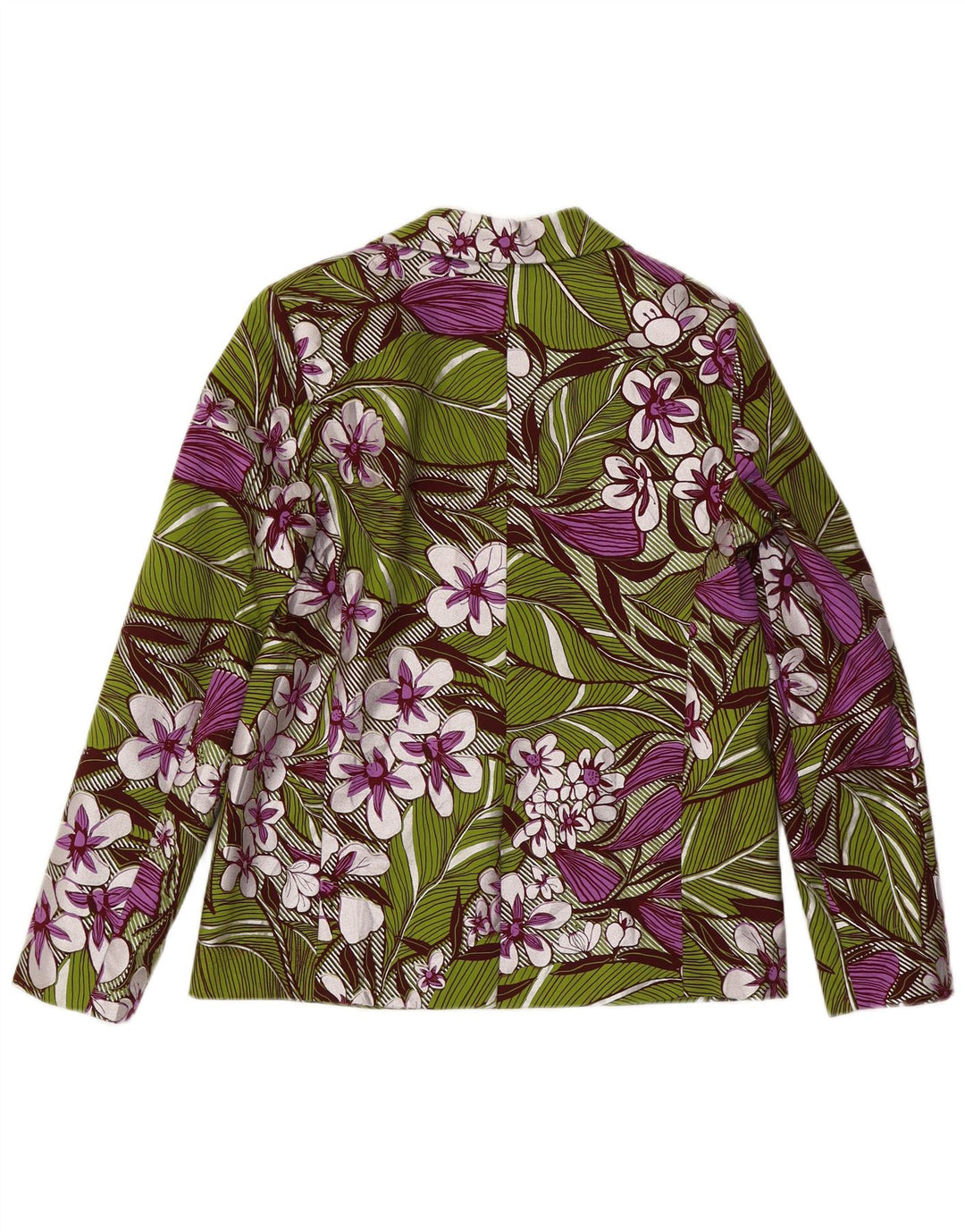 vintage Femme 1 Bouton Blazer Veste IT 42 Coton Floral Vert Moyen