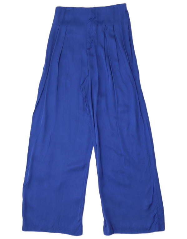 Zara Pantalon décontracté taille haute pour femme, jambe large, moyen W28 L30, bleu