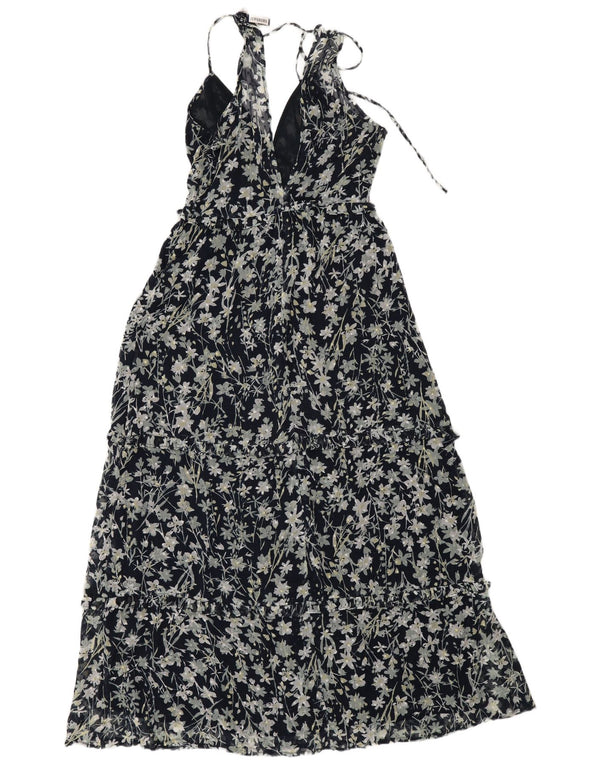 Superdry Robe longue sans manches pour femme UK 10 Petit Bleu marine Floral Bohème