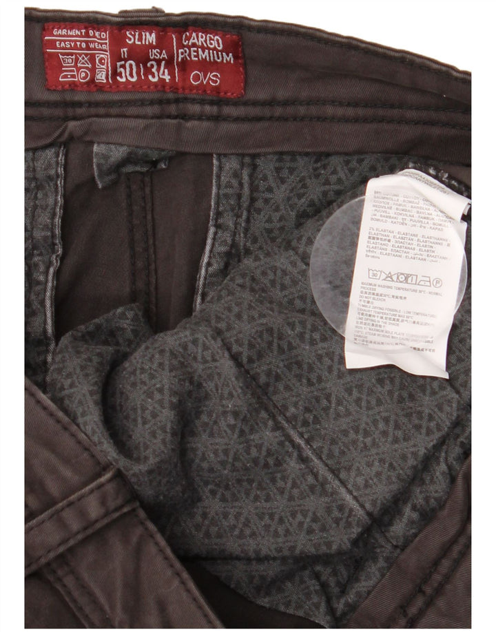 OVS Pantalon Cargo Droit Homme IT 50 Large W34 L33 Gris Coton
