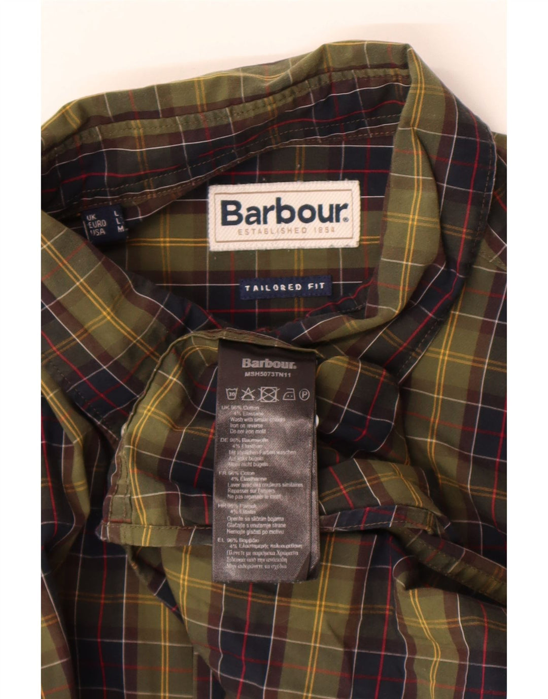 Barbour Chemise coupe ajustée pour hommes en coton à carreaux kaki grand