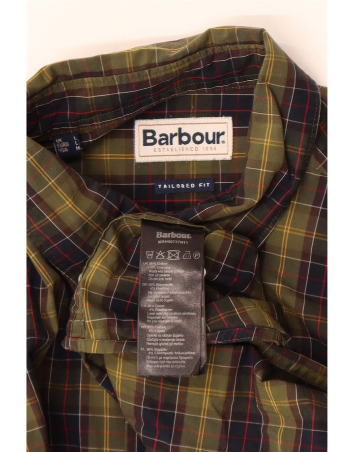 Barbour Chemise coupe ajustée pour hommes en coton à carreaux kaki grand