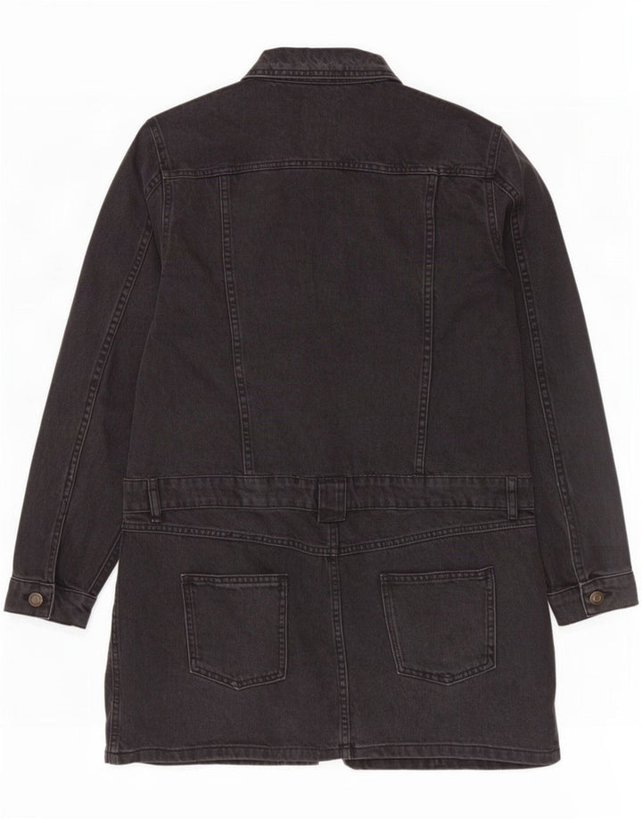 Zara Womens Denim Coat UK 14 Large Noir Coton