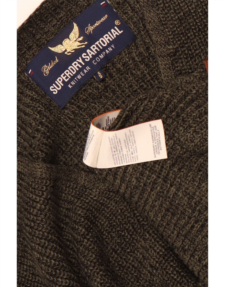 Superdry Pull surdimensionné à col en V pour femme UK 6 XS Kaki Coton